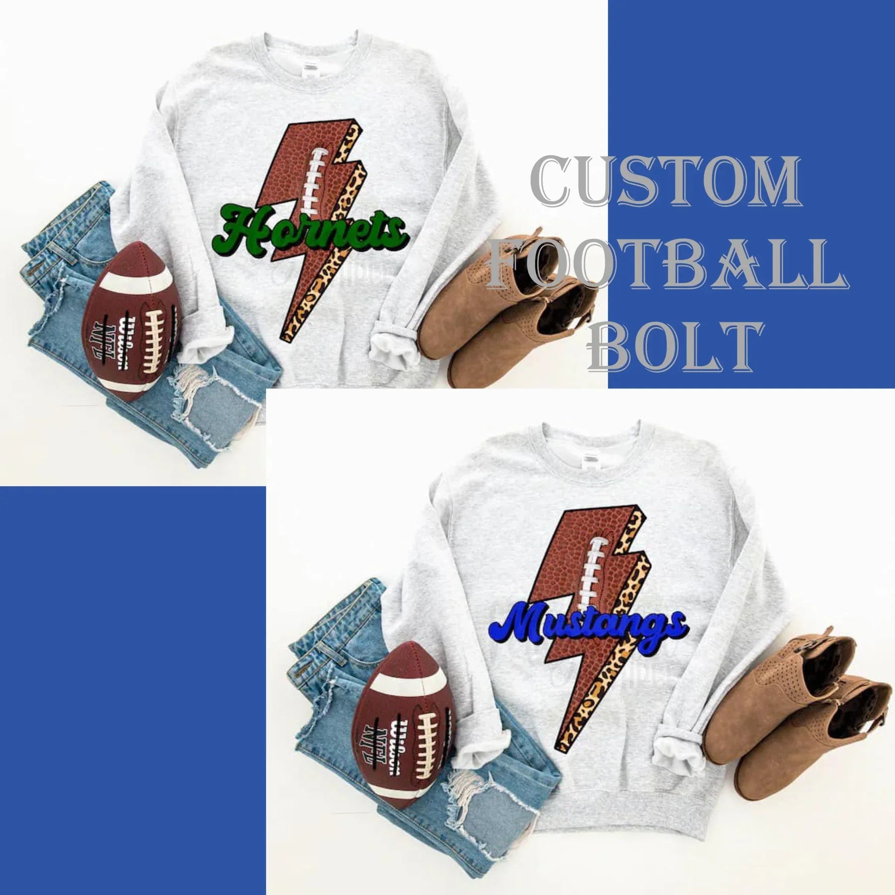 Custom Football Bolt Design Mockup- No Physical Item! - Merch Girls