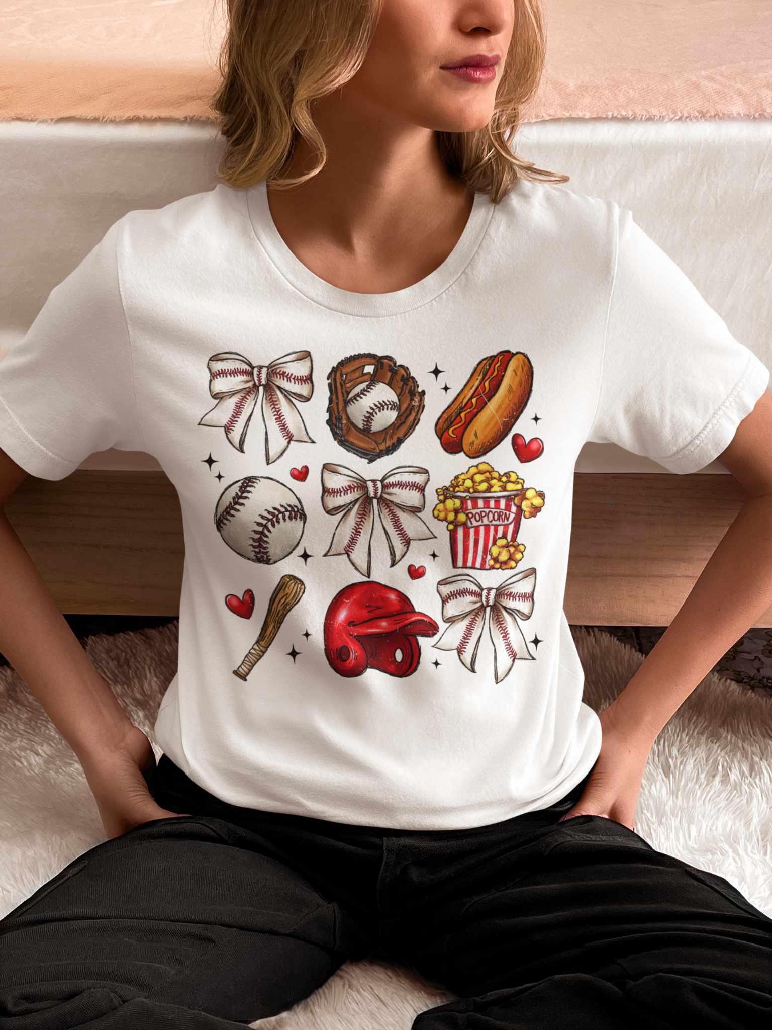 All the Baseball and Bows Preppy Graphic Tee