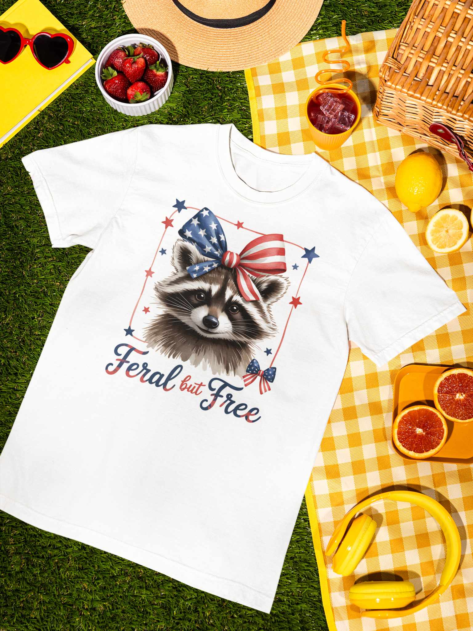 Feral But Free Raccoon Preppy Graphic Tee