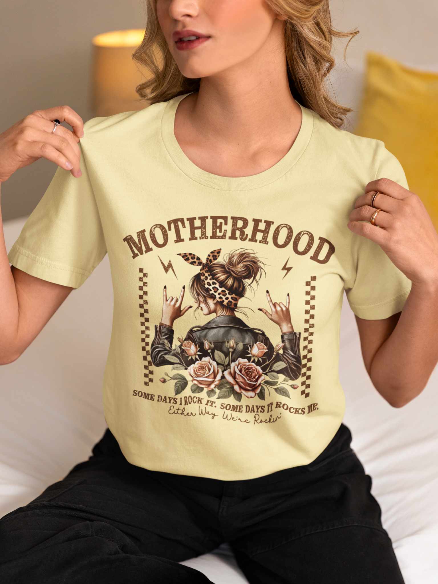 Motherhood Some Days I Rock It Some Days It Rocks Me Graphic Tee