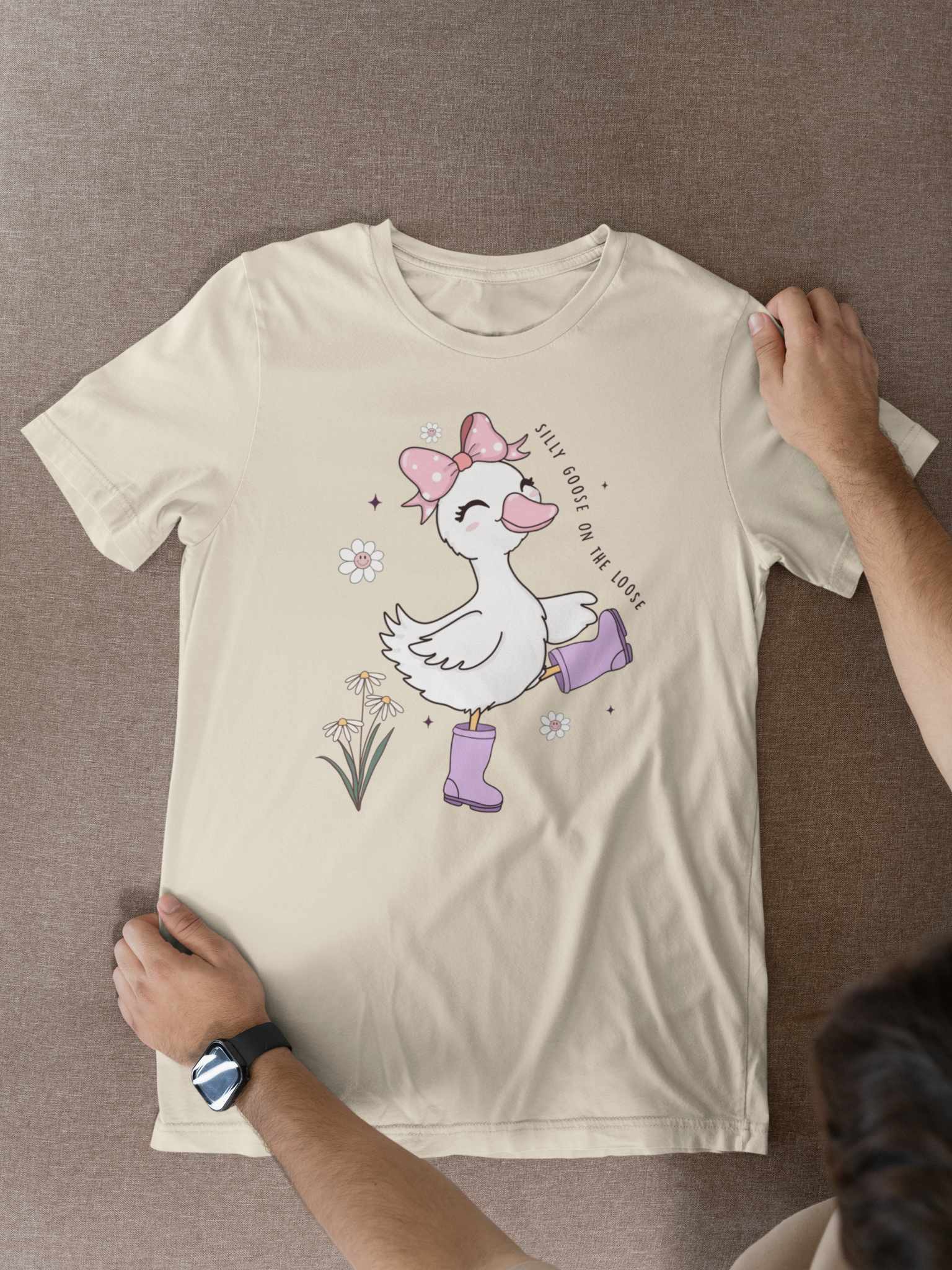Silly Goose on the Loose with Bow Preppy Graphic Tee