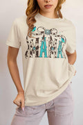 Mama Cow Print and Turquoise Preppy Graphic Tee - Merch Girls