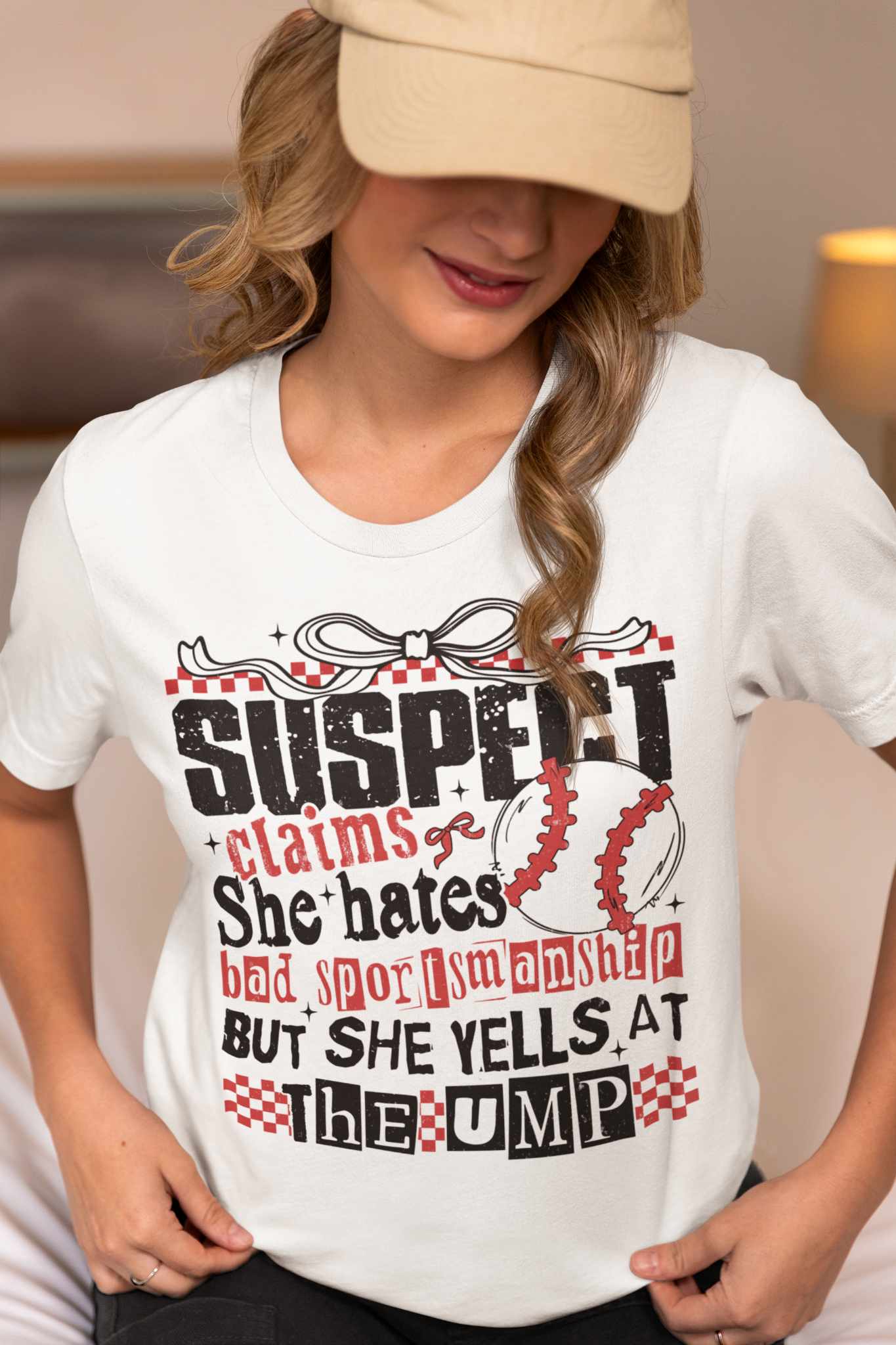Suspect Claims She Hates Bad Sportsmanship Baseball Preppy Graphic Tee