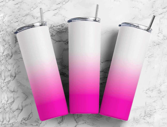 Hot Pink and White Ombre Completed 20oz Skinny Tumbler