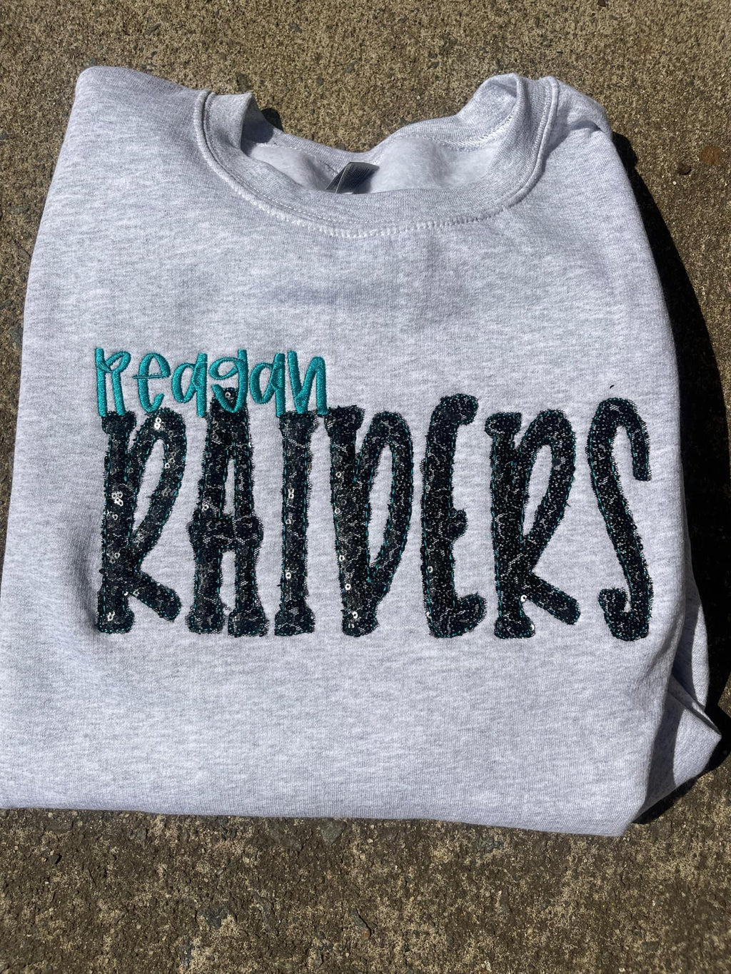 Custom Mascot Sequins Raw Edge Lemonade Embroidered Sweatshirt - Merch Girls