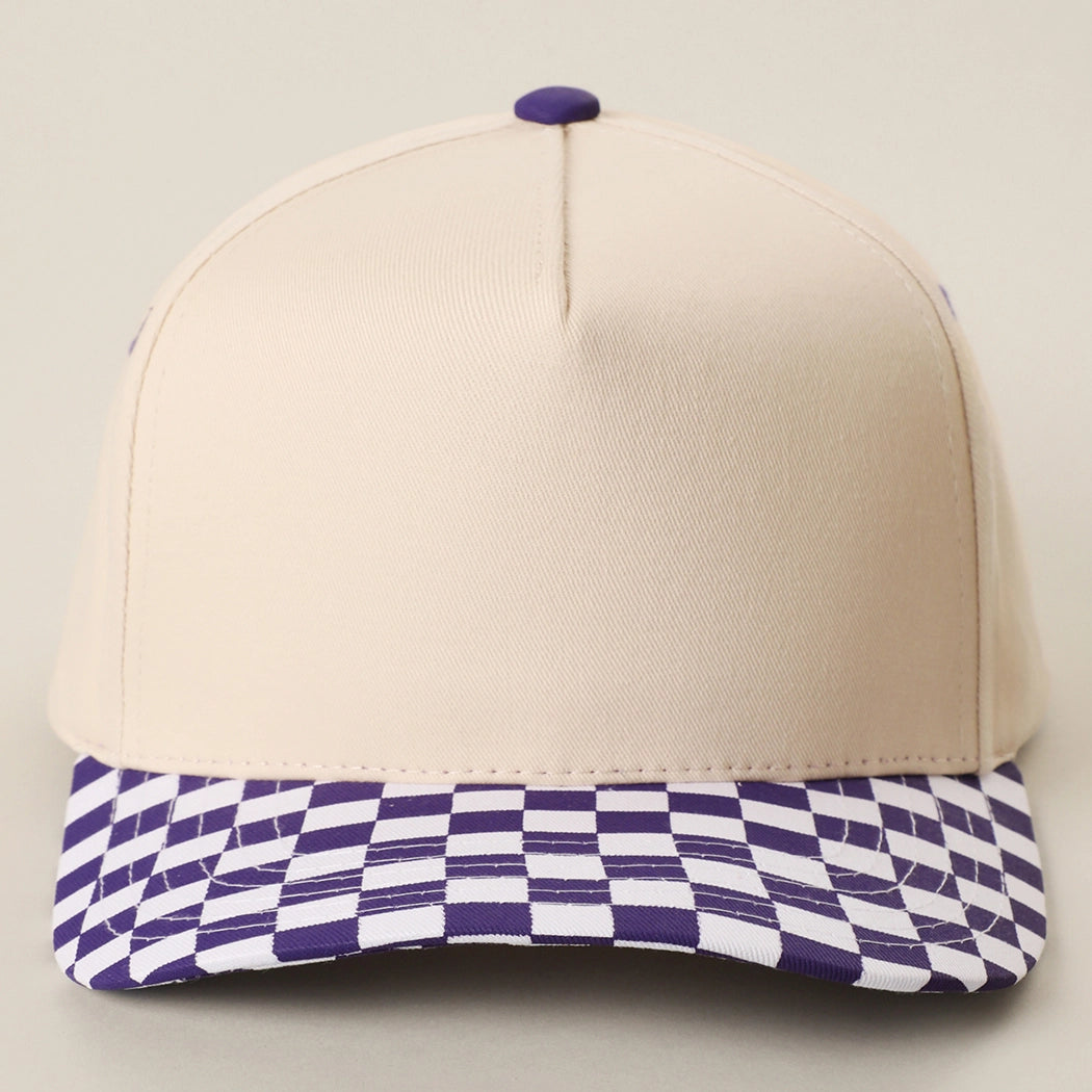 Custom Embroidered Checkered Bill Baseball Hat | Personalized Text Snapback Hat