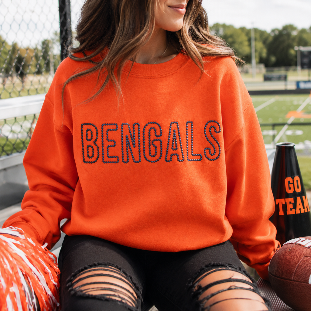 Personalized Candlewick Font Embroidered Team Name Sweatshirt | Custom School Spirit Shirt | Youth & Adult ⭐
