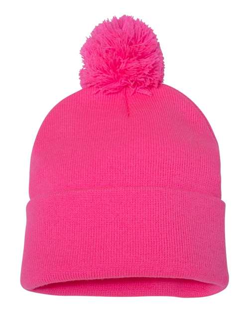 Add Your Own Varsity Style Text Personalized Custom Embroidered Pompom Beanie/Toboggan/Hat