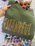 Thankful Gold Sequins Embroidered Applique Shirt - Merch Girls