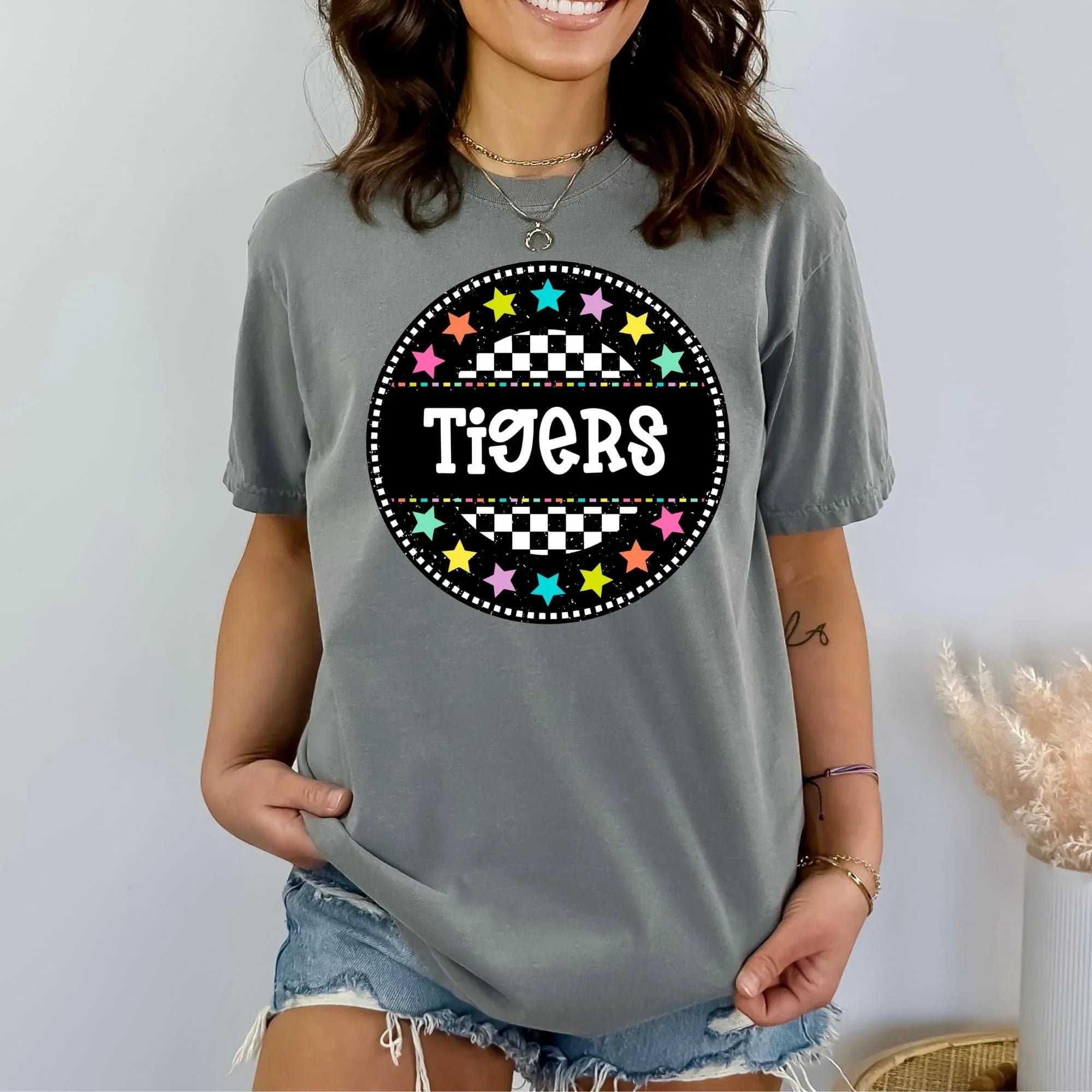 Tigers Circle Star Mascot DTF Transfer - Merch Girls