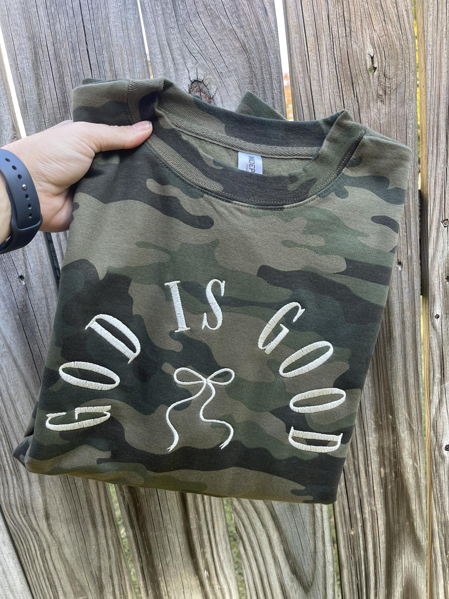 God Is Good Camo Embroidered Sweatshirt
