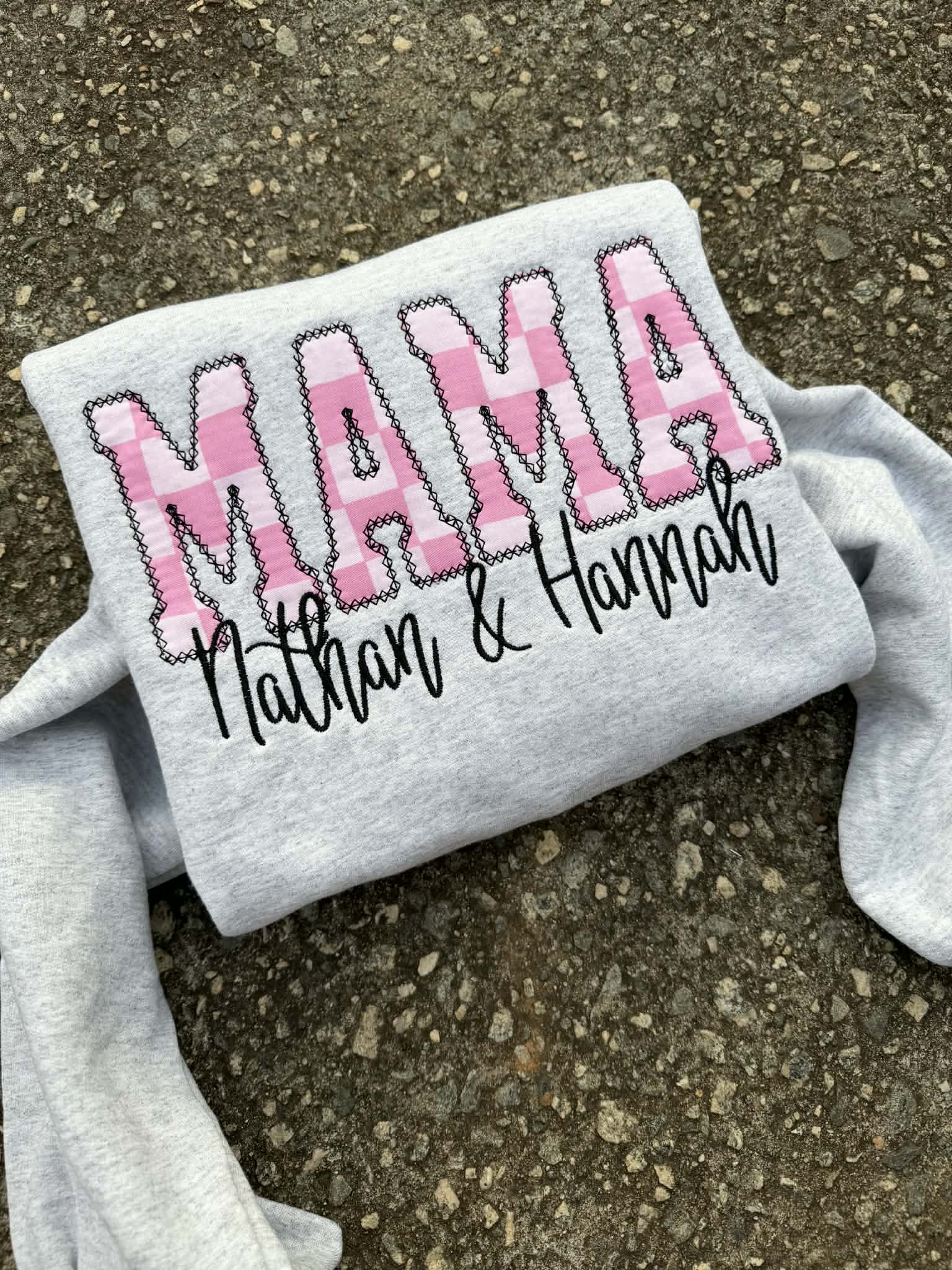 Custom Pink Checkered Diamond Edge Applique