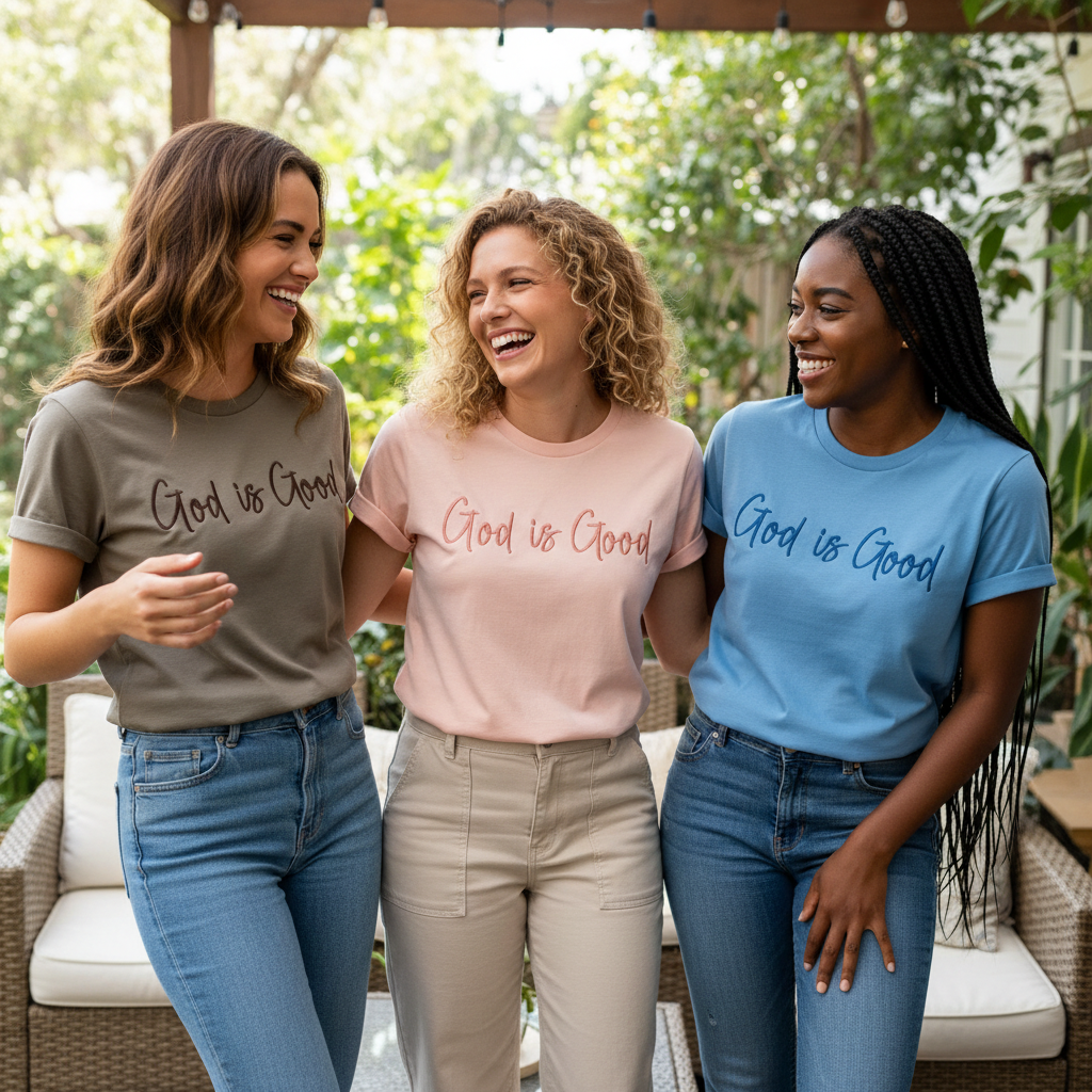 God is Good Embroidered Shirt | Choose Style, Color & Thread