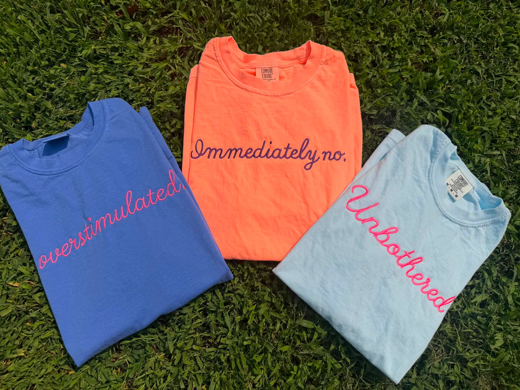 "Unbothered" Quote Tee | Funny Embroidered Sarcastic T-Shirt