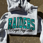 Custom Arched Varsity Fabric Applique with Lower Text Embroidered Hoodie