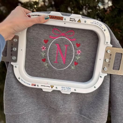 Valentines Letter Frame Embroidered Sweatshirt