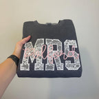 Lace Applique Mrs. Bride to Be Custom Embroidered CC Short Sleeve/Sweatshirt