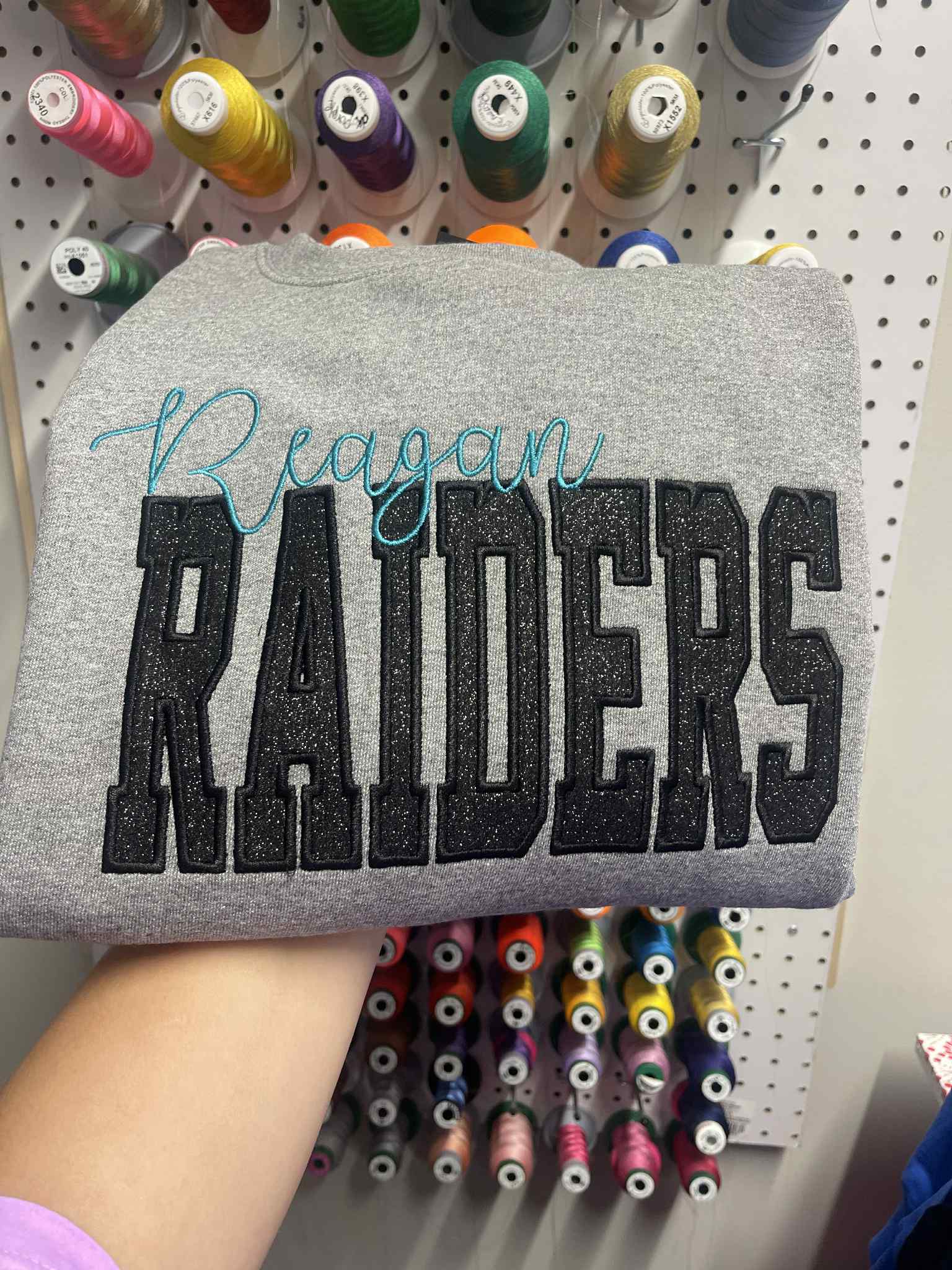 Custom School Spirit Better Together Glitter Applique Embroidered Sweatshirt