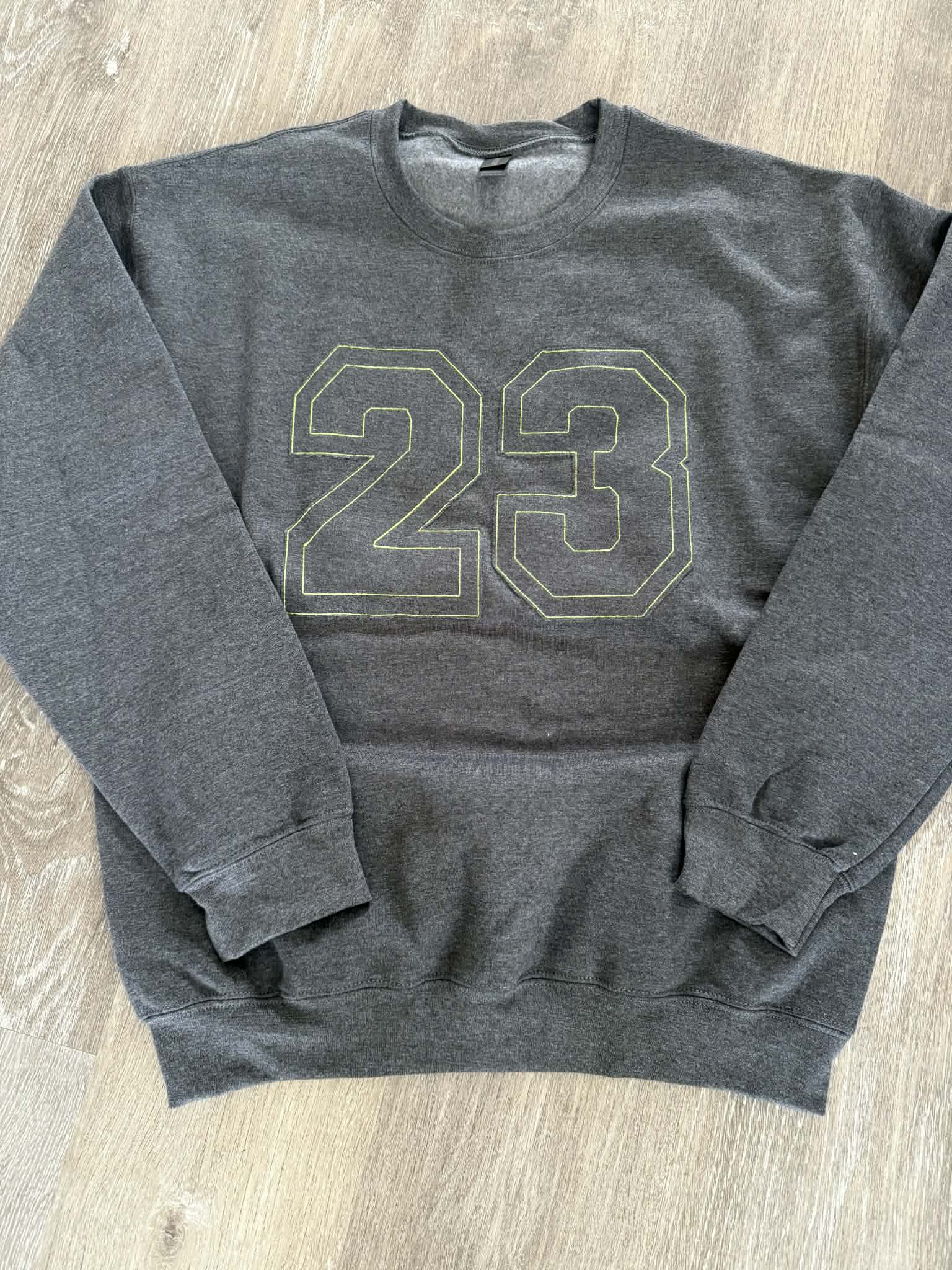 Number Tone on Tone Embroidered Sweatshirt