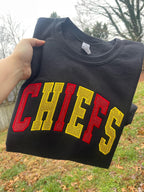 Varsity Two Color Glitter Applique with Name and Icon on Sleeve Embroidered CC Short Sleeve or Sweatshirt - Merch Girls
