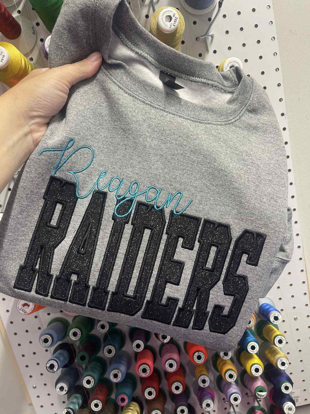 Custom School Spirit Better Together Glitter Applique Embroidered Sweatshirt