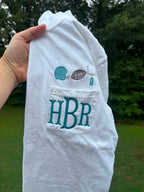 Custom Football Monogram Embroidered Pocket Tee