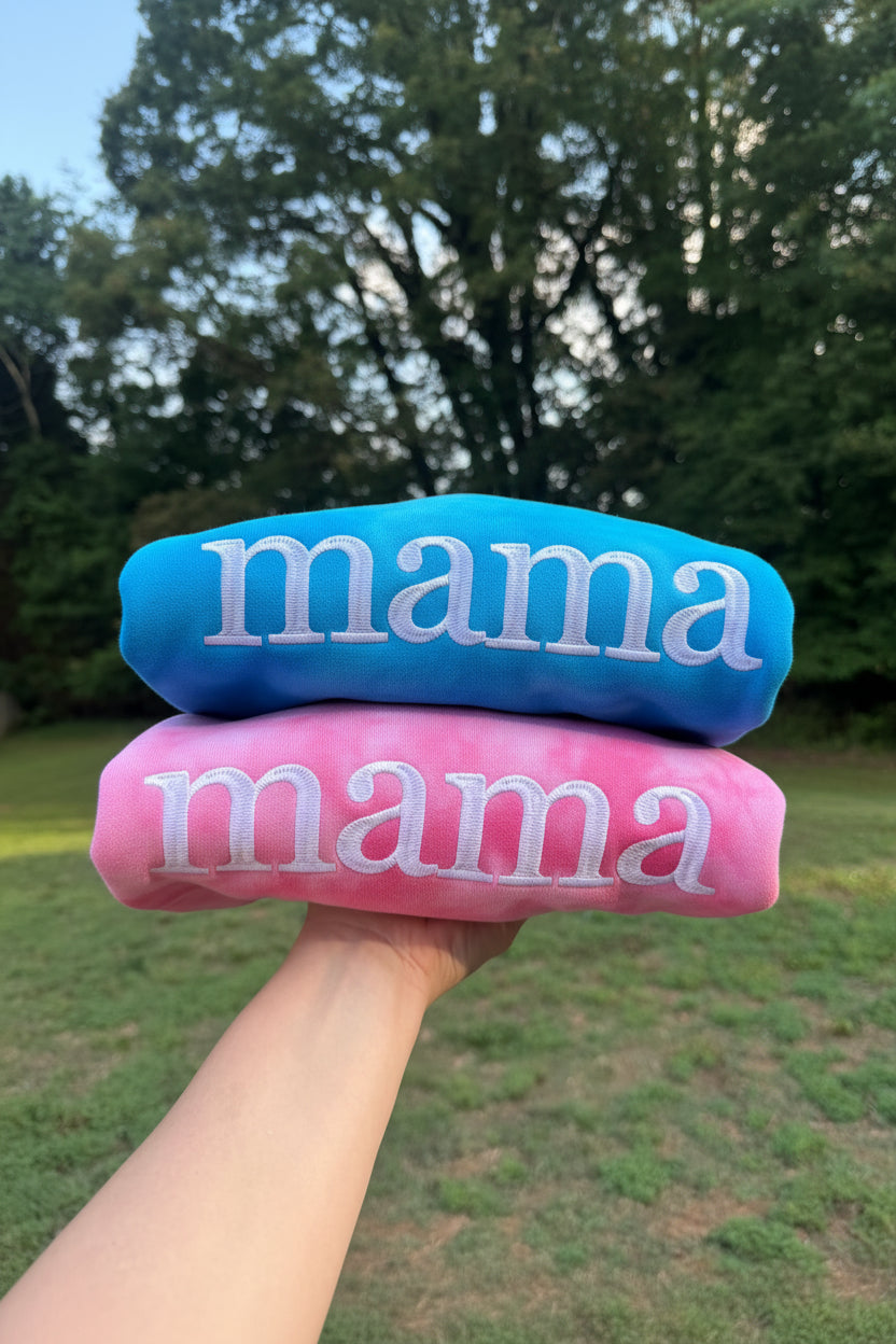 Mama Embroidered Tie Dye Sweatshirt