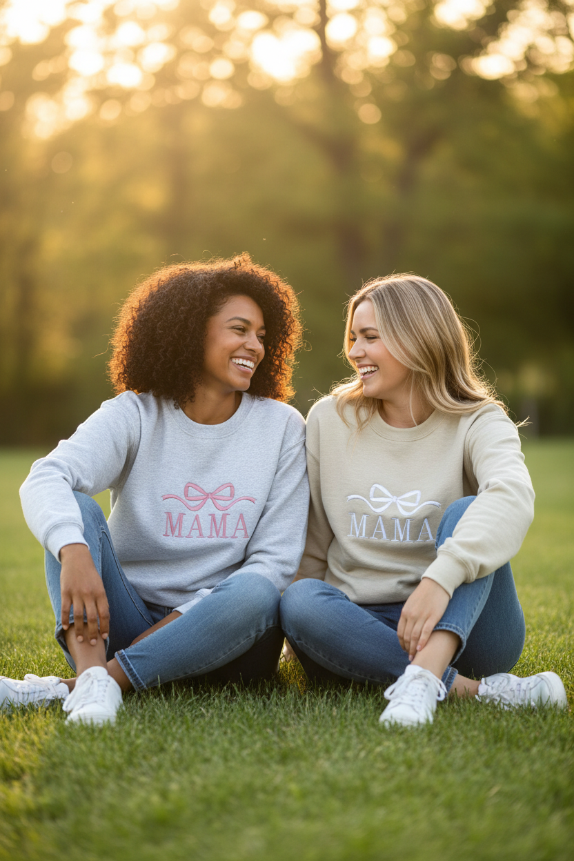 Custom “Mama” Bow Embroidered Shirt | Choose Style, Color & Thread