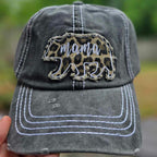 Distressed Mama Bear Leopard Patch Embroidered Baseball Cap