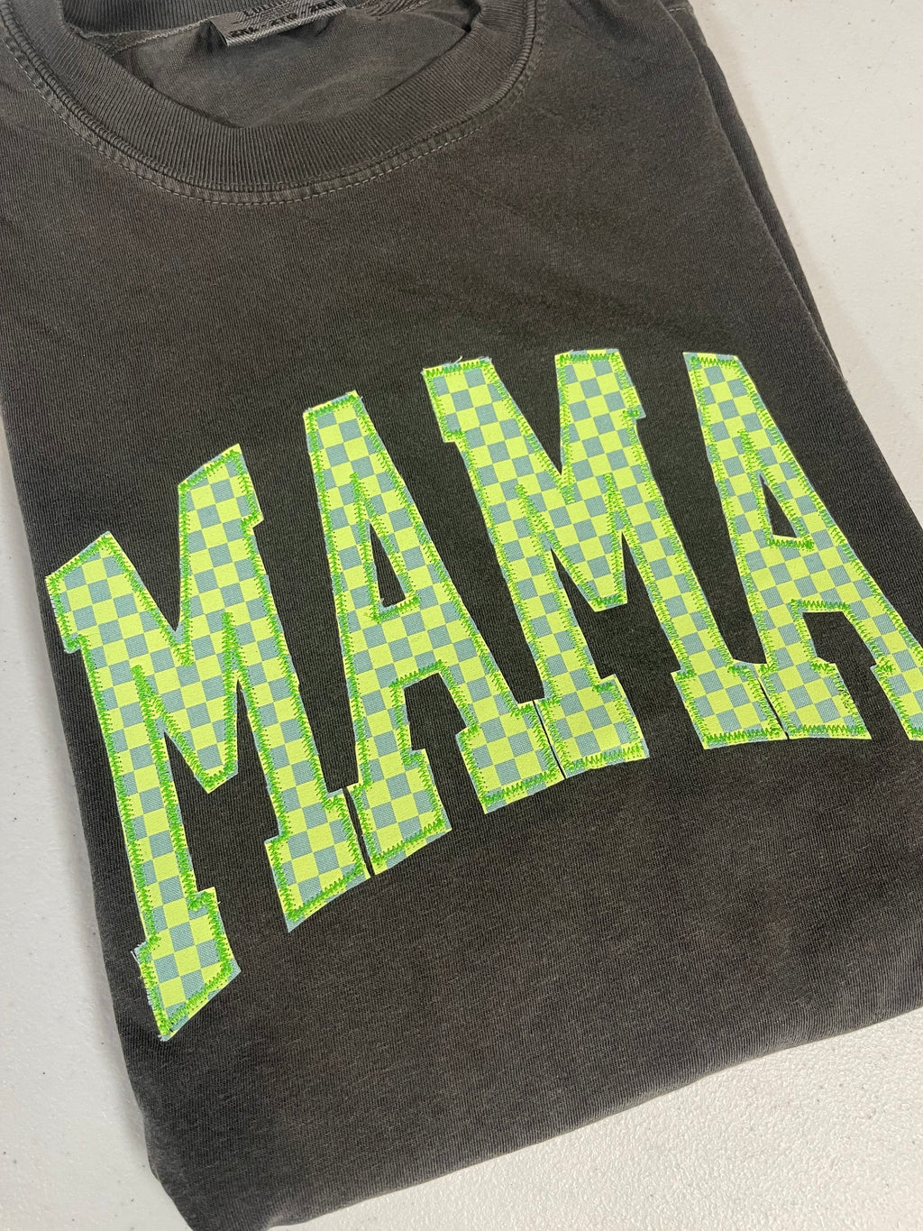 Custom Zig Zag Neon Checkered Ghost Embroidered Tee