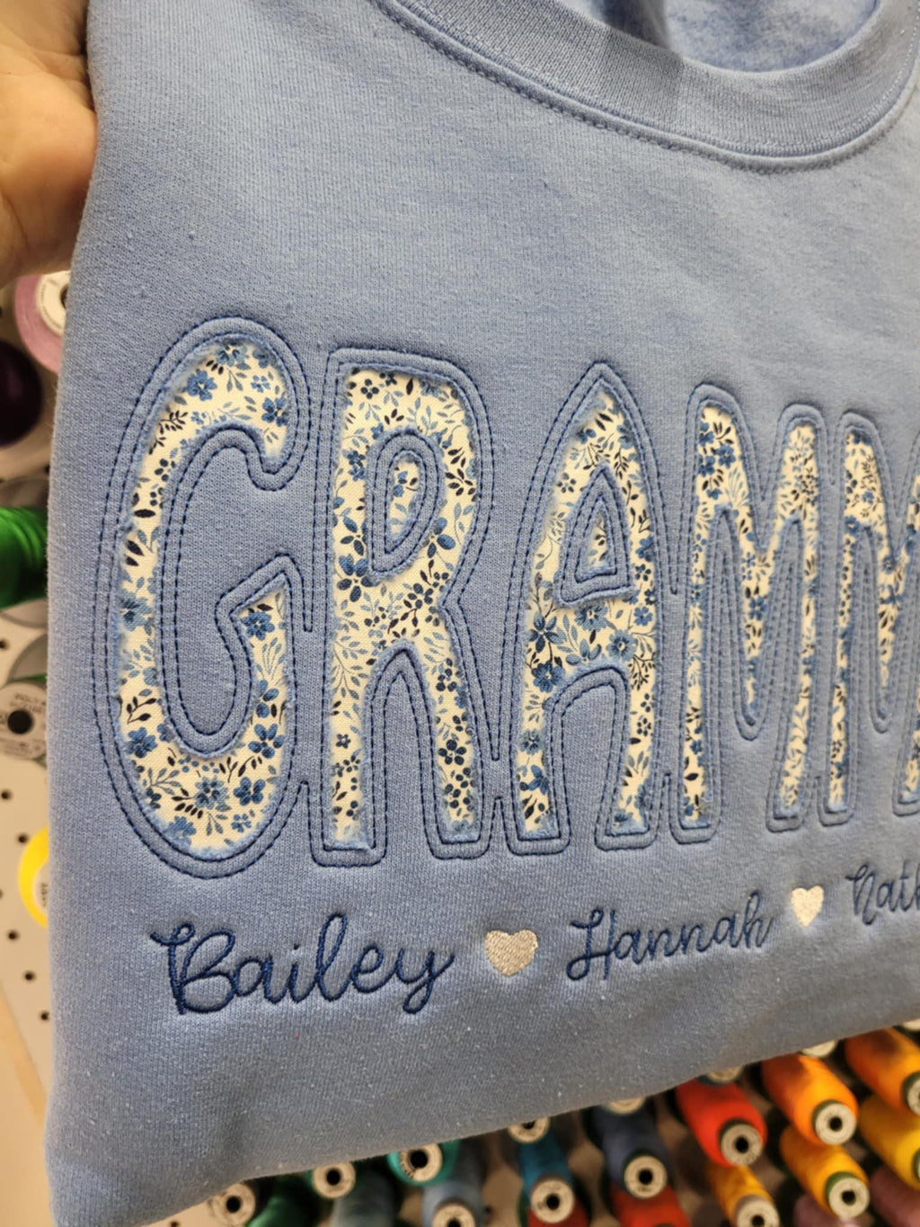 Custom Reverse Fabric Applique Embroidered Sweatshirt - Merch Girls