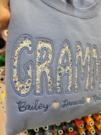 Custom Reverse Fabric Applique Embroidered Sweatshirt - Merch Girls