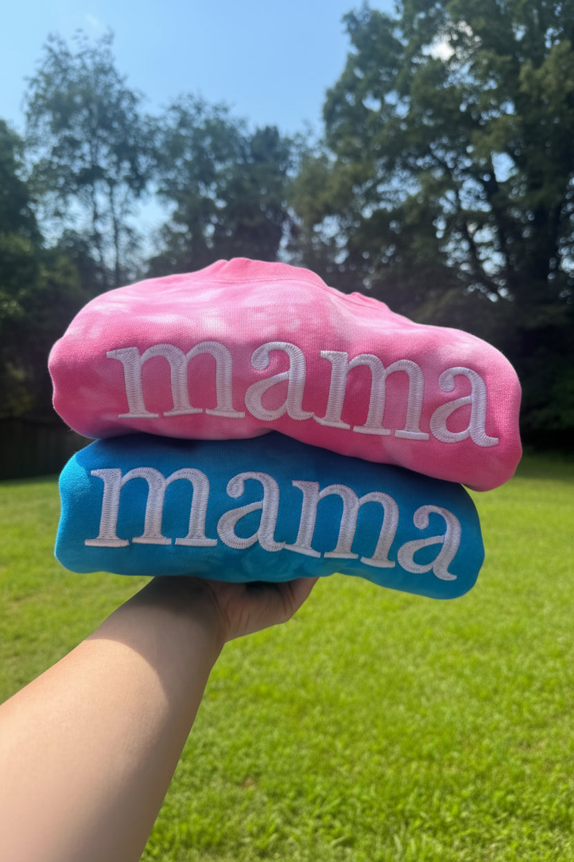 Mama Embroidered Tie Dye Sweatshirt
