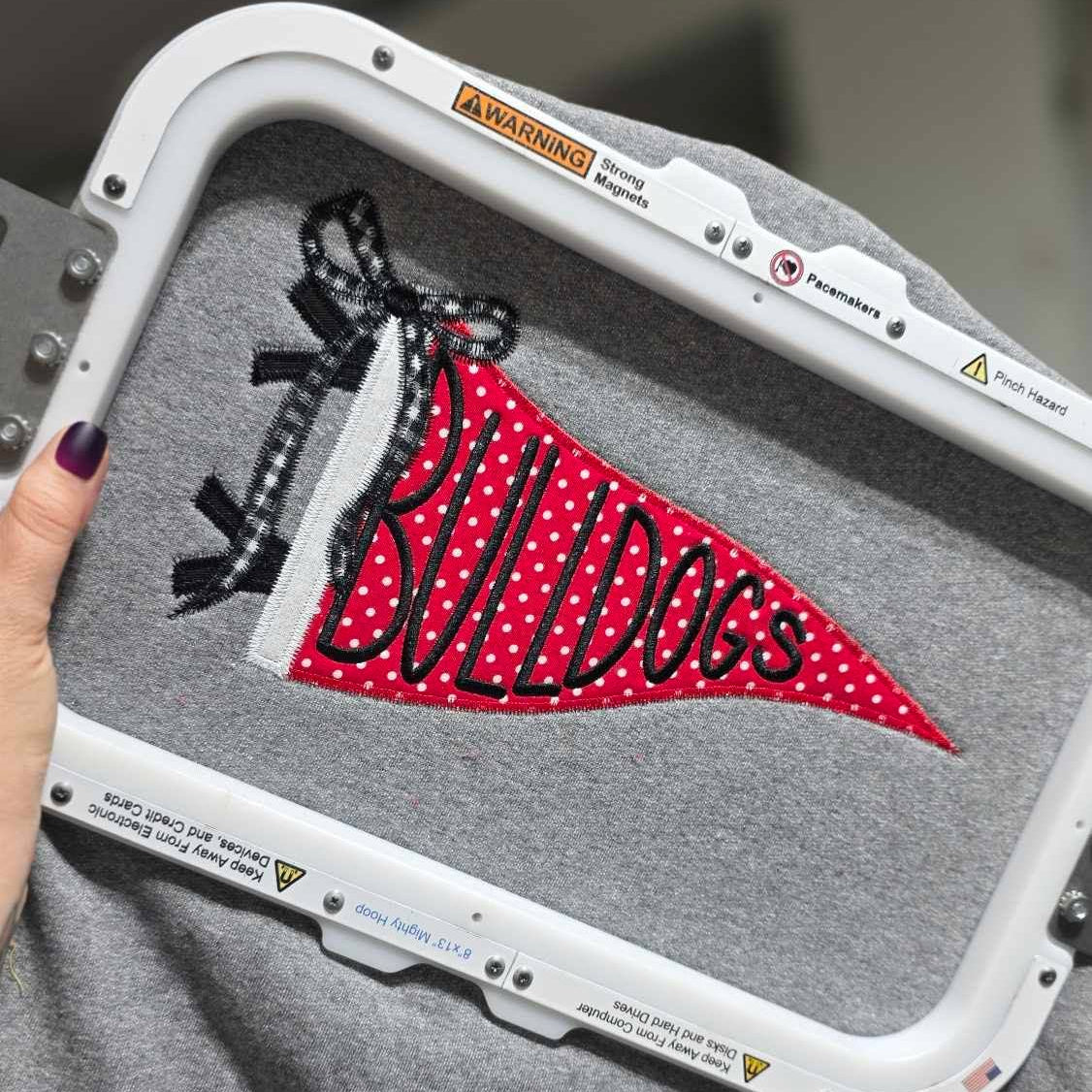 Custom Embroidered School Spirit Pennant Shirt | Appliqué Design