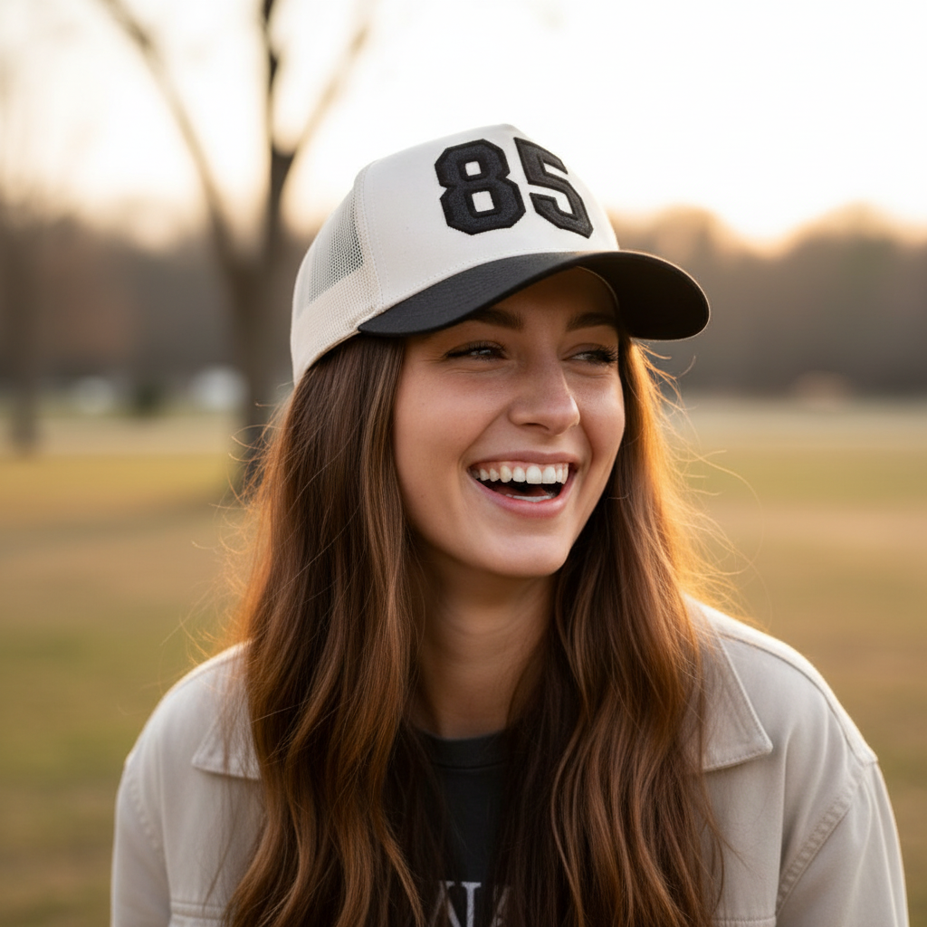 Jersey Number Glitter HTV Applique Embroidered Adjustable Five-Panel Twill Hat