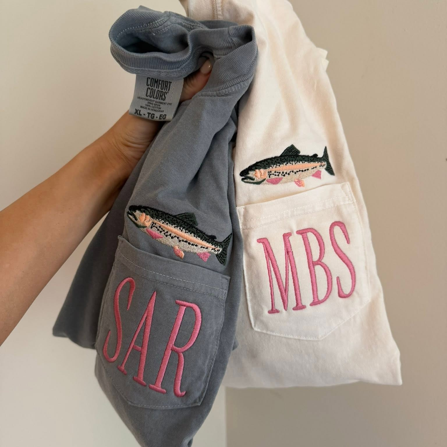 Personalized Embroidered Trout Monogram Shirt