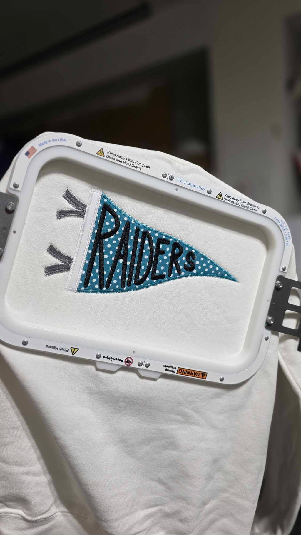 Custom Embroidered School Spirit Pennant Shirt | Appliqué Design