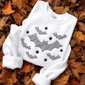 Embroidered Plaid Bats Sweatshirt | Gothic Halloween Appliqué