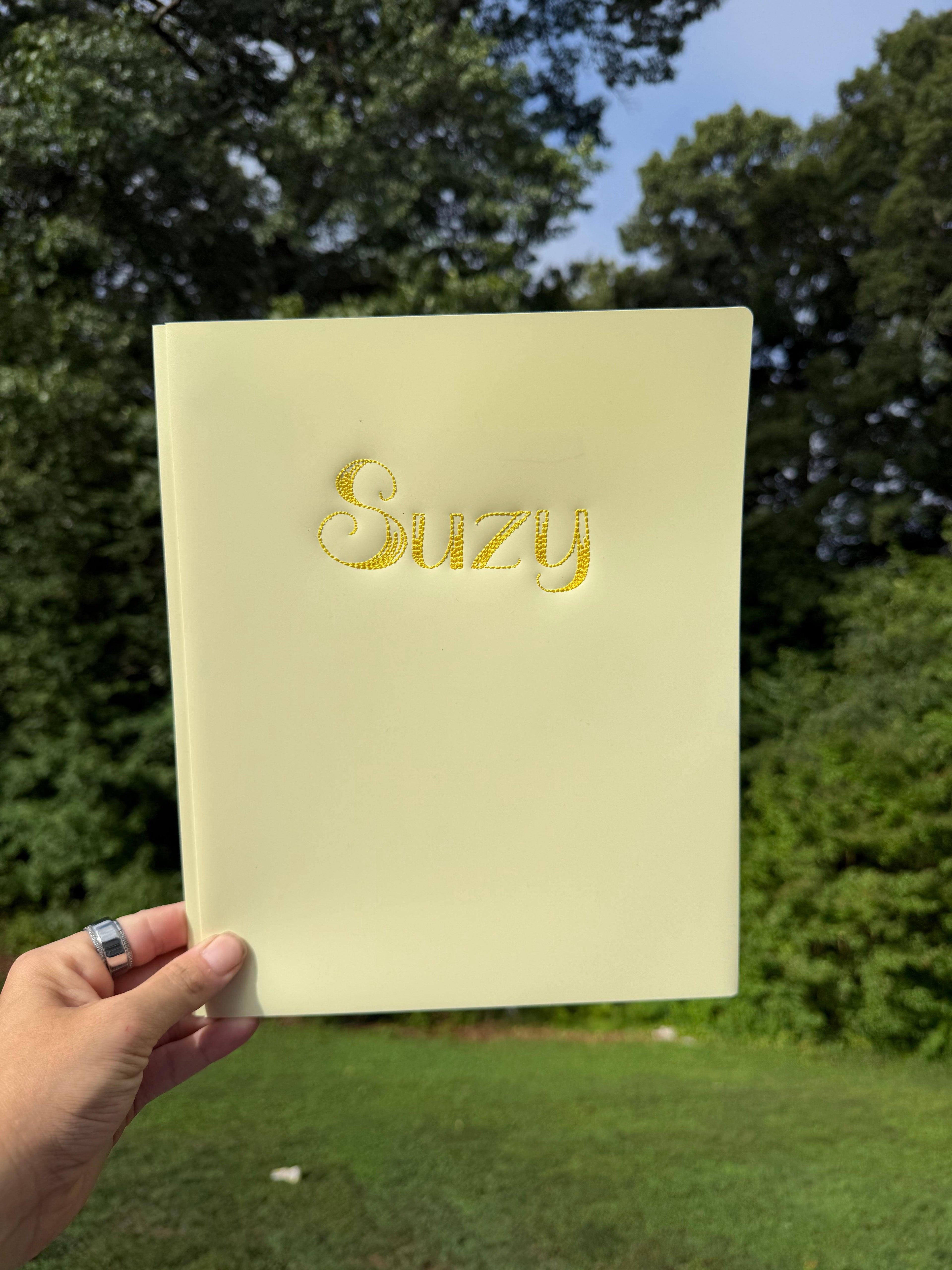 Personalized Embroidered Plastic School Folder | Custom Name Folder | Back to School Folder | Teacher Gift | Student Folder