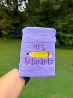 Personalized Embroidered Teacher Pocket T-Shirt with Pencil