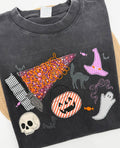 Spooky Season Embroidered Halloween Sweatshirt – Appliqué Ghost & Pumpkin Crewneck