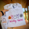Bows & Boos Spooky Mama Embroidered Halloween Shirt | Optional Personalized Sleeves
