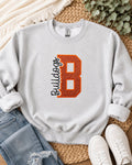 Sideline Script Bulldogs Glitter HTV Appliqué Embroidered Shirt | Custom School Spirit Mascot Sweatshirt