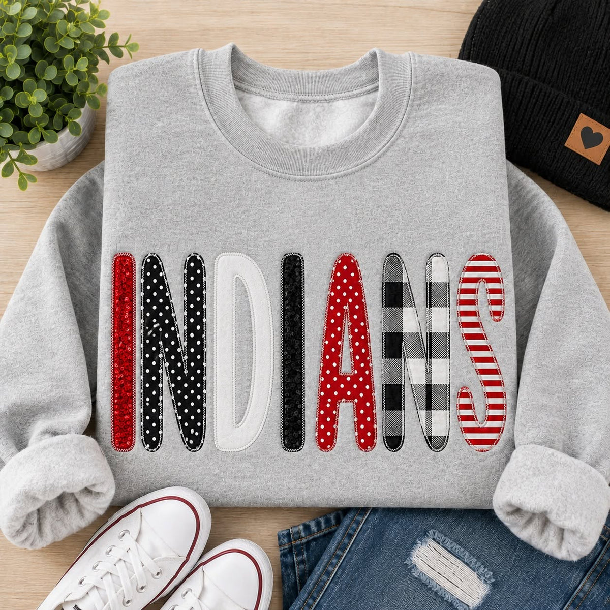 Patchwork Pep Custom Mascot Embroidered Appliqué Shirt | Personalized School Spirit Sweatshirt