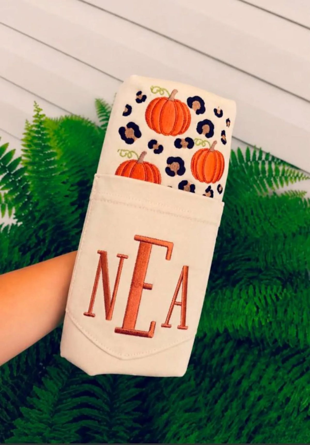 Pumpkin Prowl Monogram | Fall Embroidered Pocket Tee