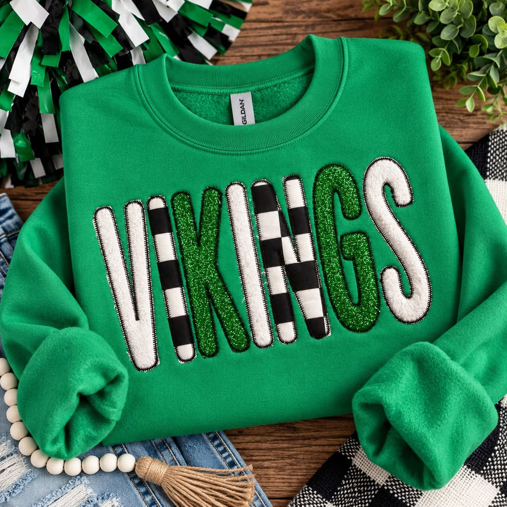 Patchwork Pep Custom Mascot Embroidered Appliqué Shirt | Personalized School Spirit Sweatshirt