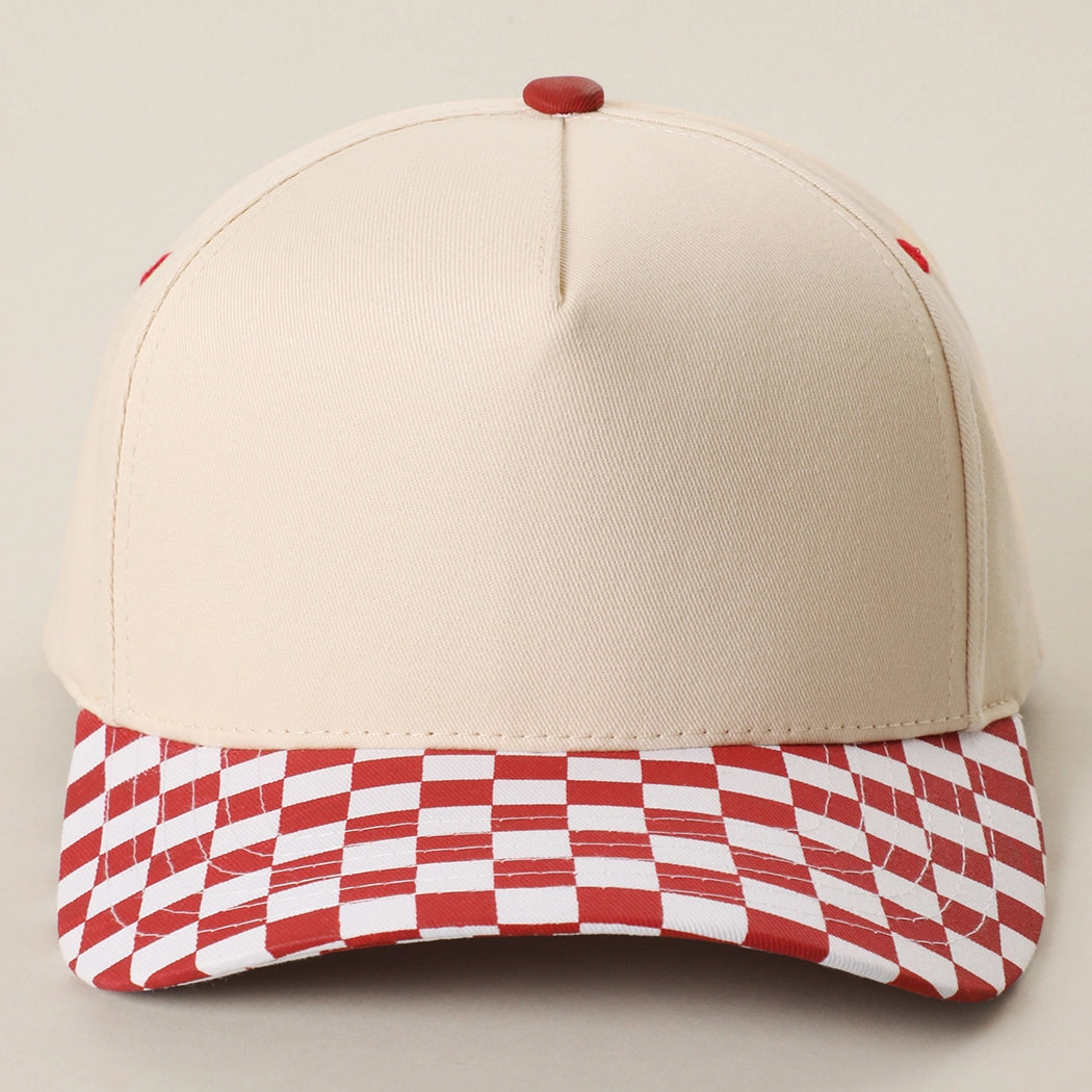 Custom Embroidered Checkered Bill Baseball Hat | Personalized Text Snapback Hat