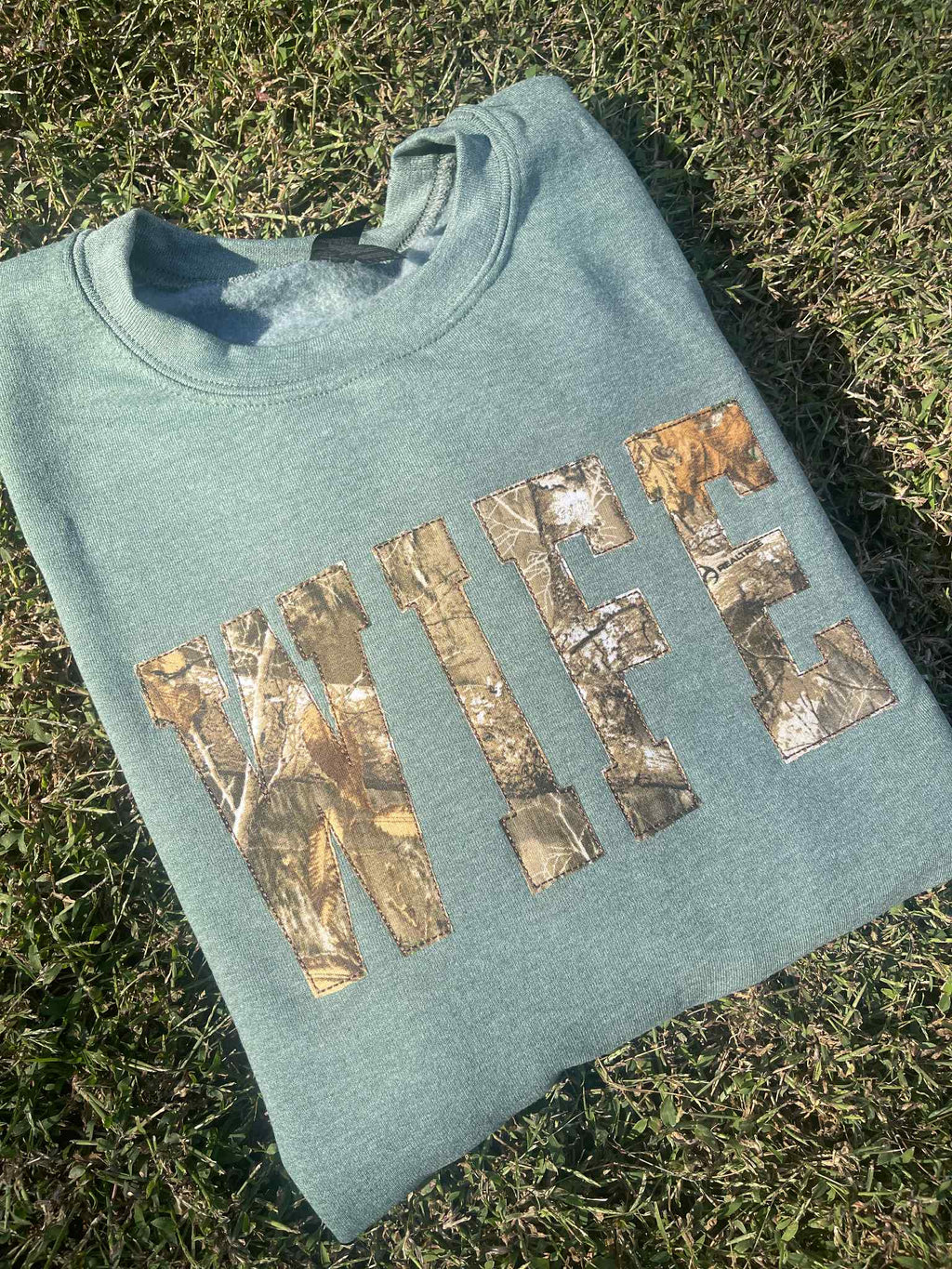 Custom Camo Applique Embroidered Sweatshirt