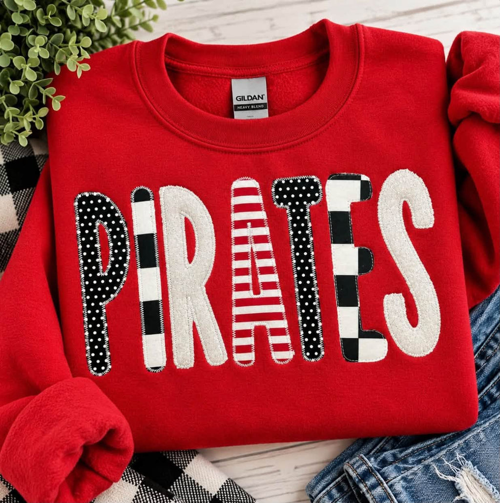Patchwork Pep Custom Mascot Embroidered Appliqué Shirt | Personalized School Spirit Sweatshirt
