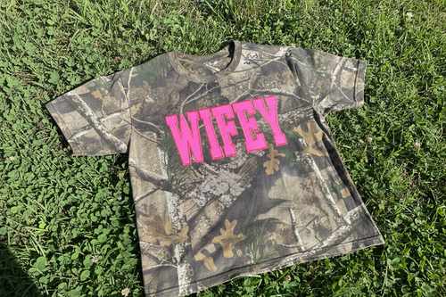 Custom Glitter Applique Camo Embroidered Shirt – Realtree + Embroidery
